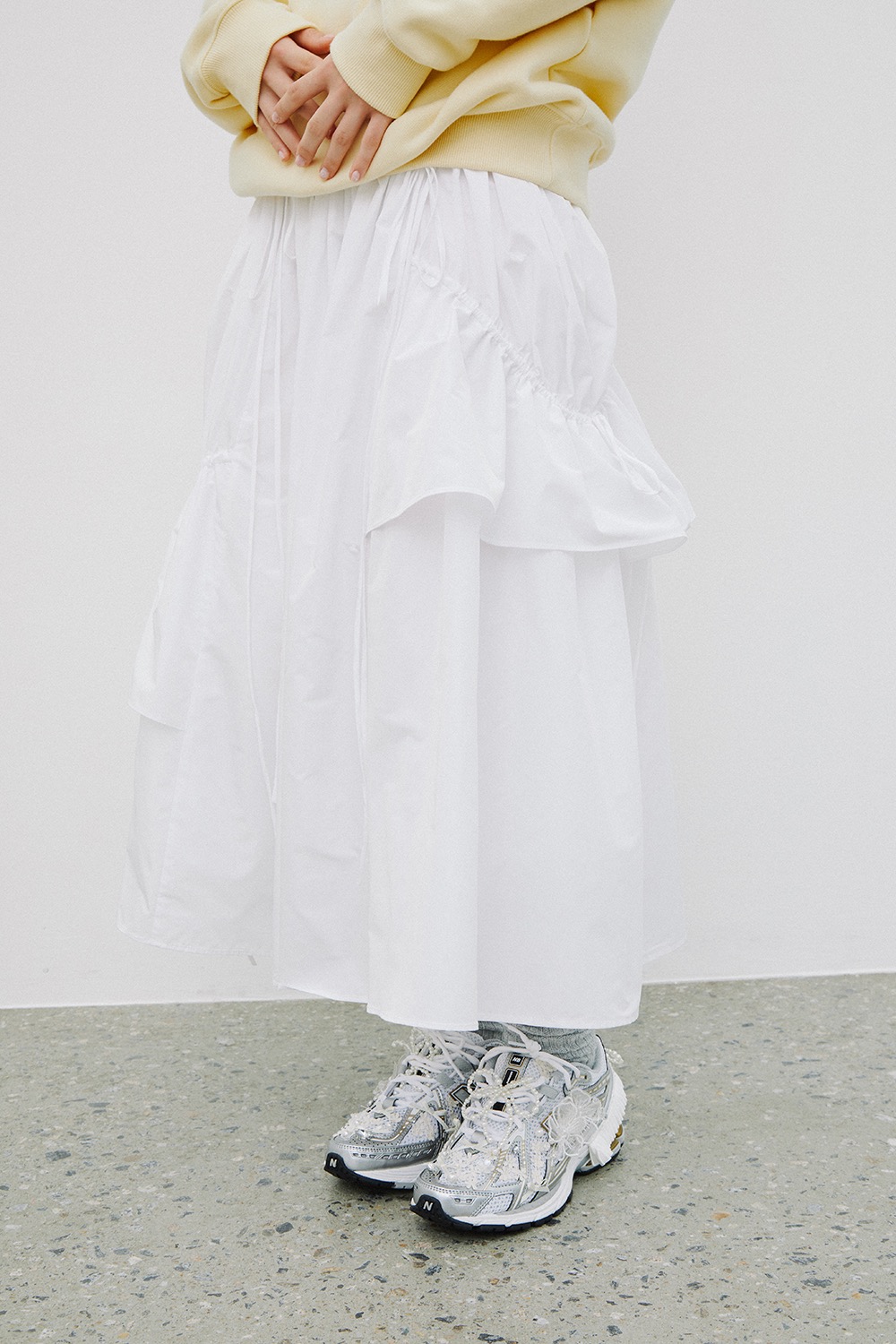 Blanche shirring skirt (White)