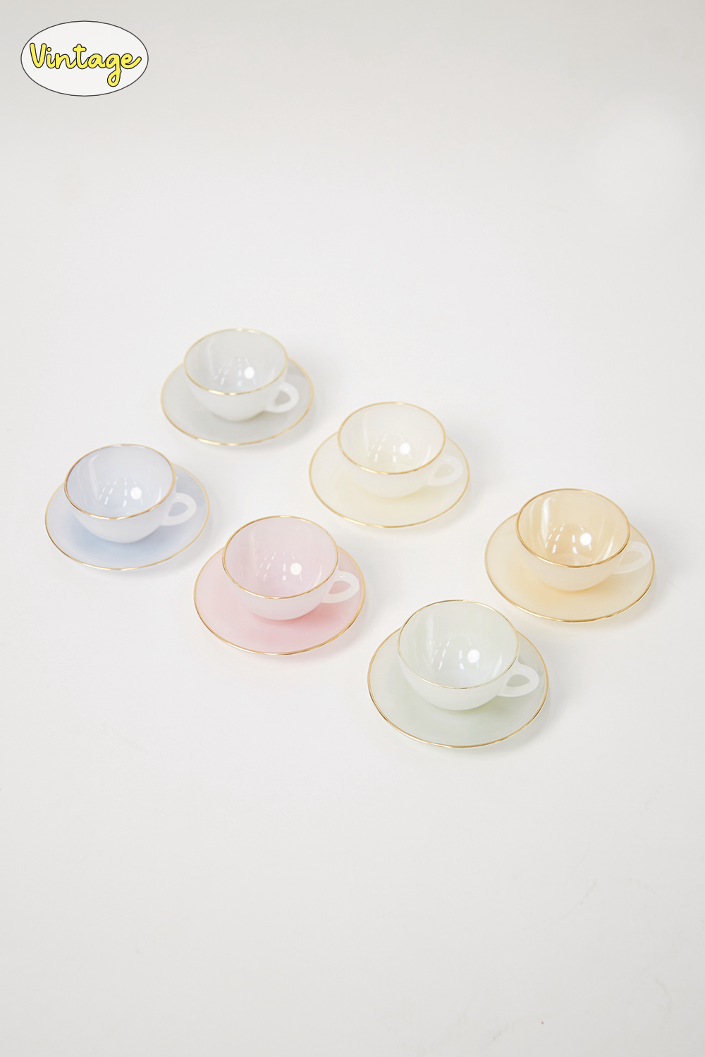 1950&#039;s milk glass cups &amp; saucers(vintage)