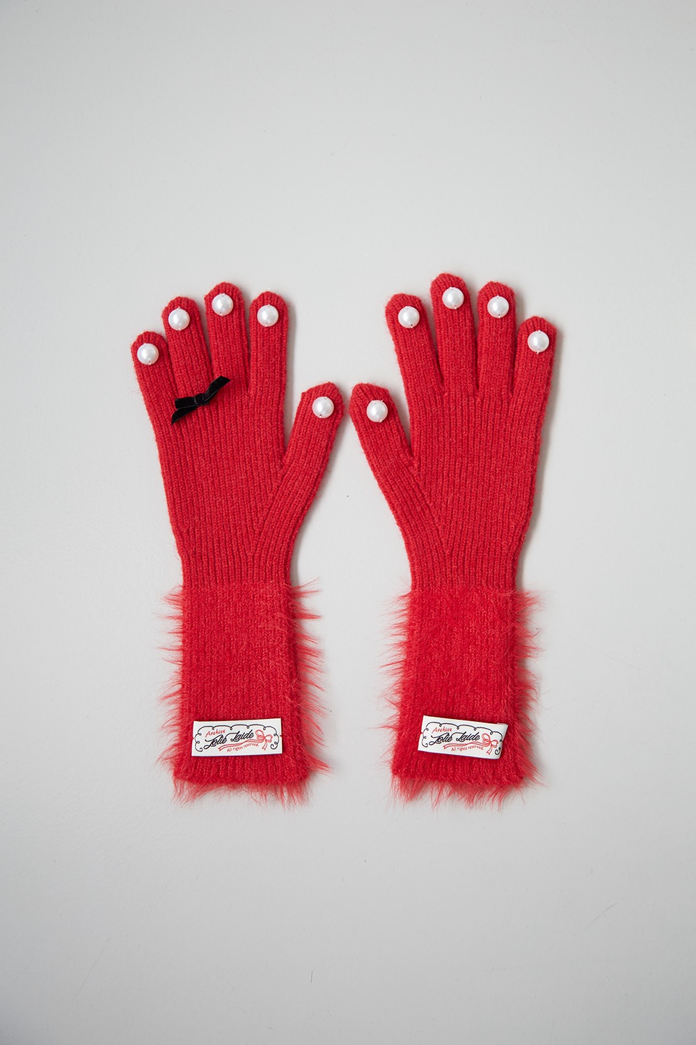 Pearl nail gloves (Red)