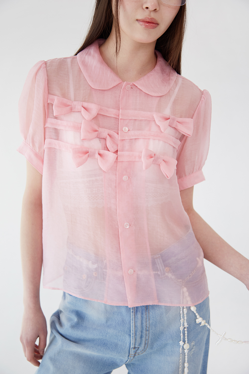 Annabelle ribbon blouse (Pink)